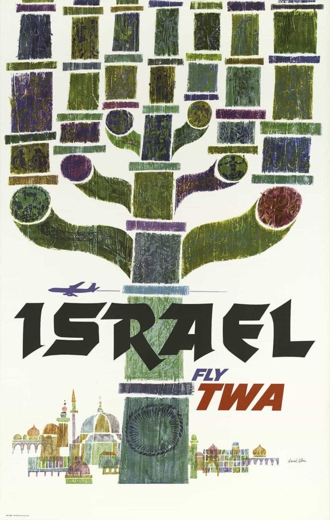 Fly Twa Israel David Klein 1968 Vintage Travel Poster