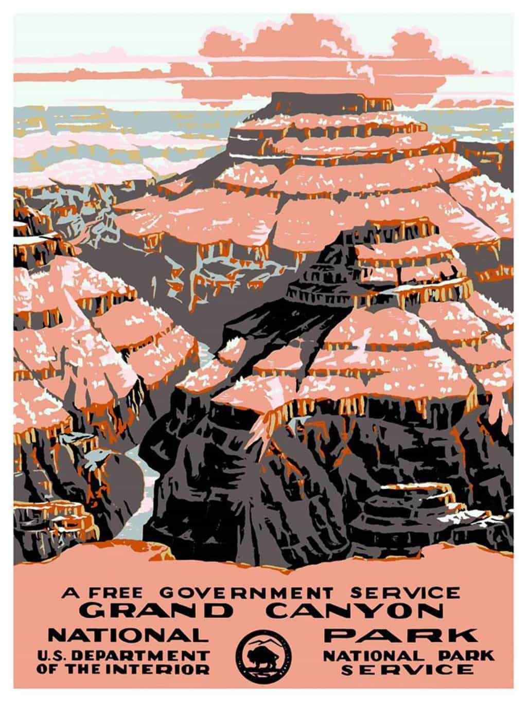 Grand Canyon National Park 1938 Vintage Travel Poster