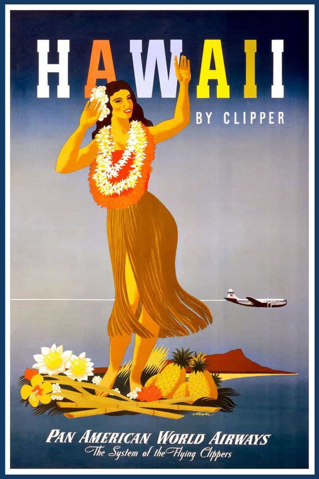 Hawaii By Clipper John Atherton 1948 Vintage Travel Poster