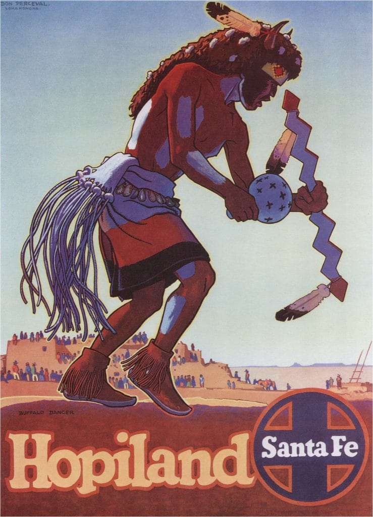 Hopiland Santa Fe Railroad Vintage Poster By Don Louis Perceval 1950s Vintage Travel Poster
