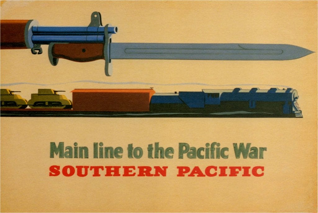 Main Line To The Pacific War Southern Pacific George Lerner Lyman Power 1943 Vintage Travel Poster