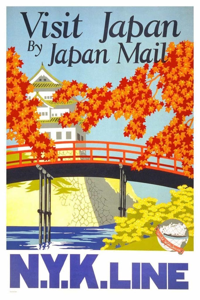 Nyk Line Visit Japan By Japan Mail Yoshi 1930 Vintage Travel Poster