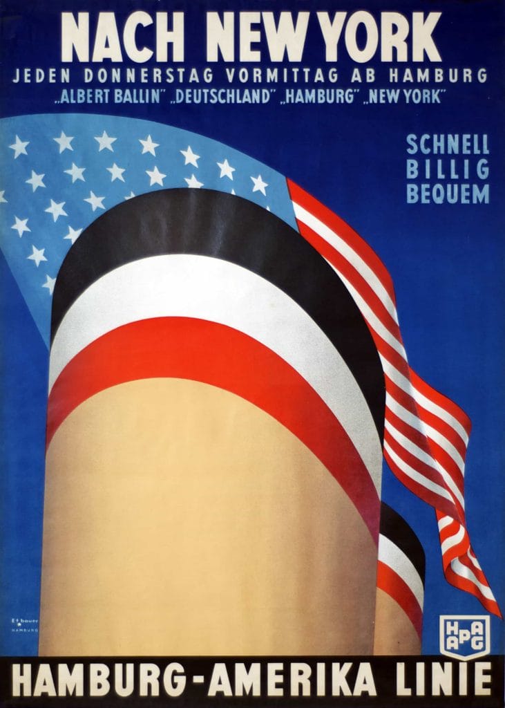 Nach New York Hamburg Amerika Linie Vintage Travel Poster Vintage Travel Poster