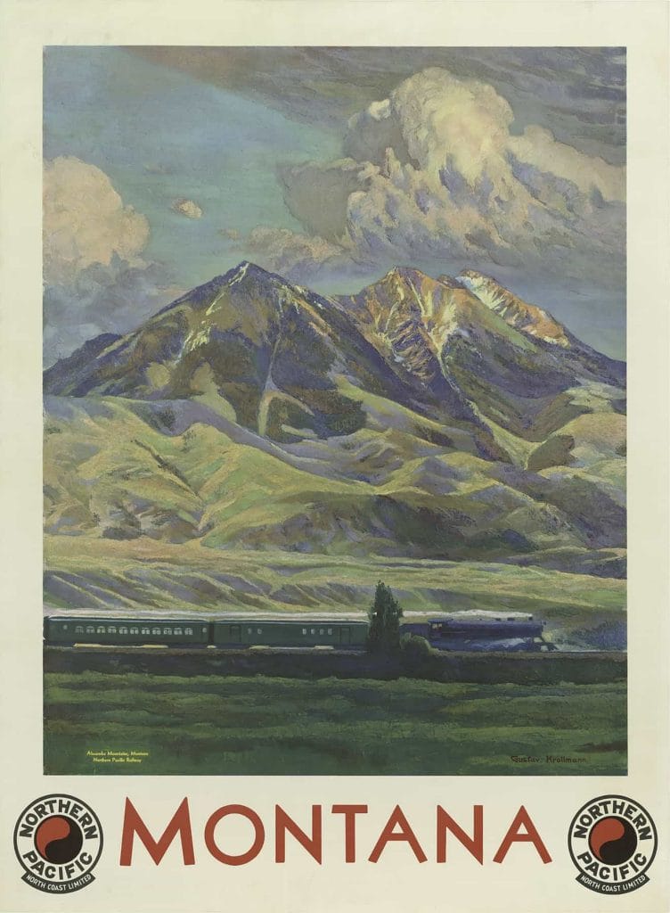 Northern Pacific Railway Montana Gustav Krollmann 1935 Vintage Travel Poster