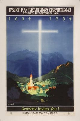 Passion Play Tercentenary Oberammerga 1934 Vintage Travel Poster