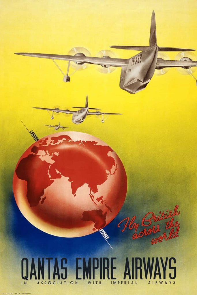 Qantas Empire Airways Travel Poster 1938 Vintage Travel Poster