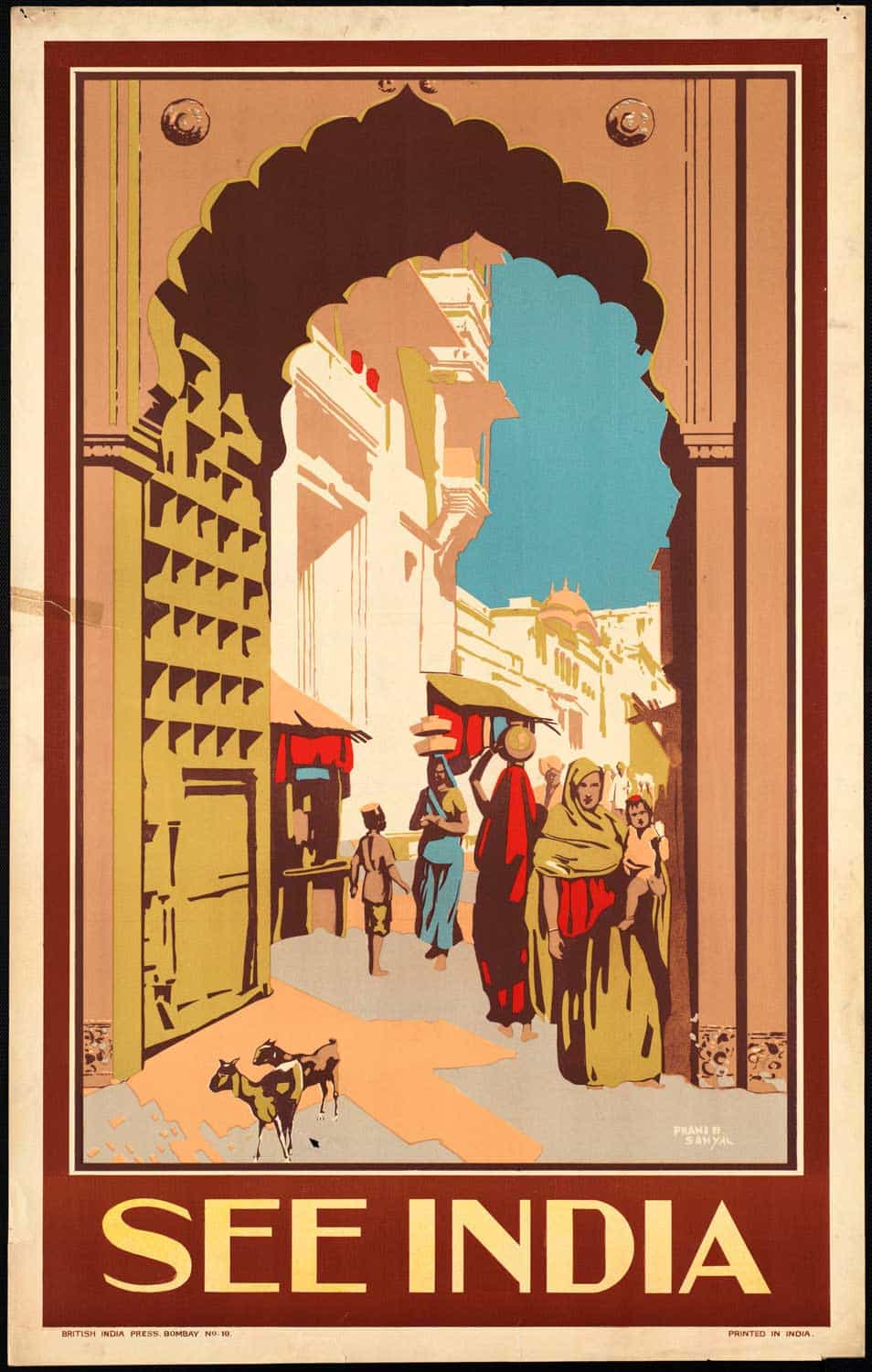 See India Phanib Sanyal 1910 Vintage Travel Poster