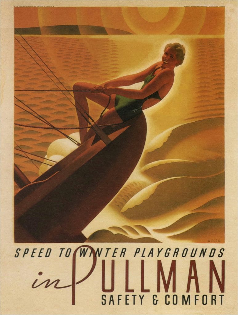 Speed To Winter Playgrounds In Pullman Safety Vintage Poster Vintage Travel Poster