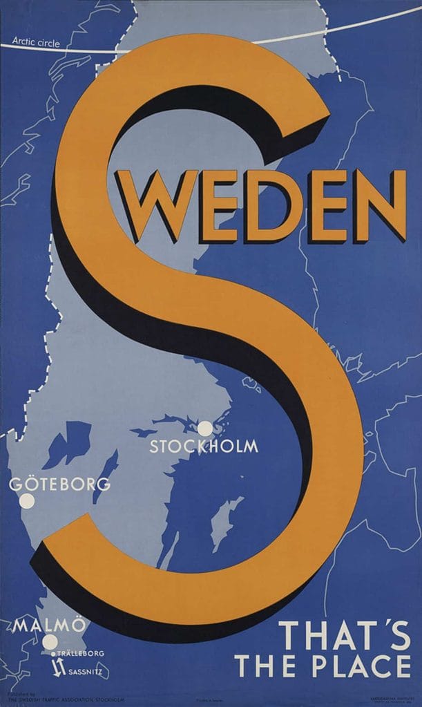 Stockholm Goteborg Malmo Sweden Thats The Place Vintage Poster Vintage Travel Poster