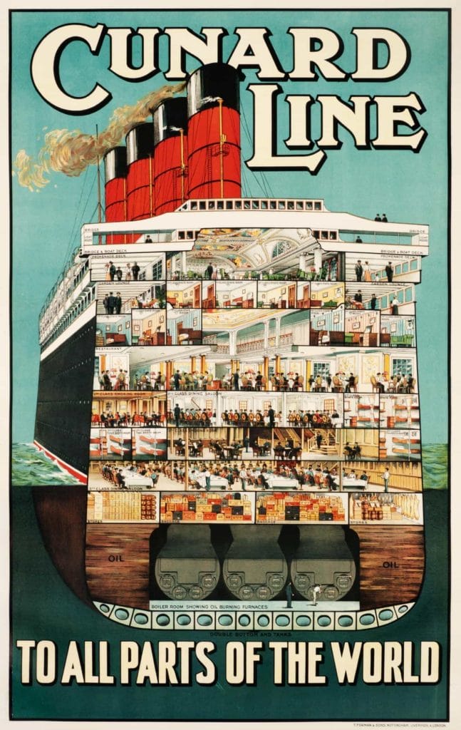 To All The Parts Of The World Cunard Line Vintage Travel Poster