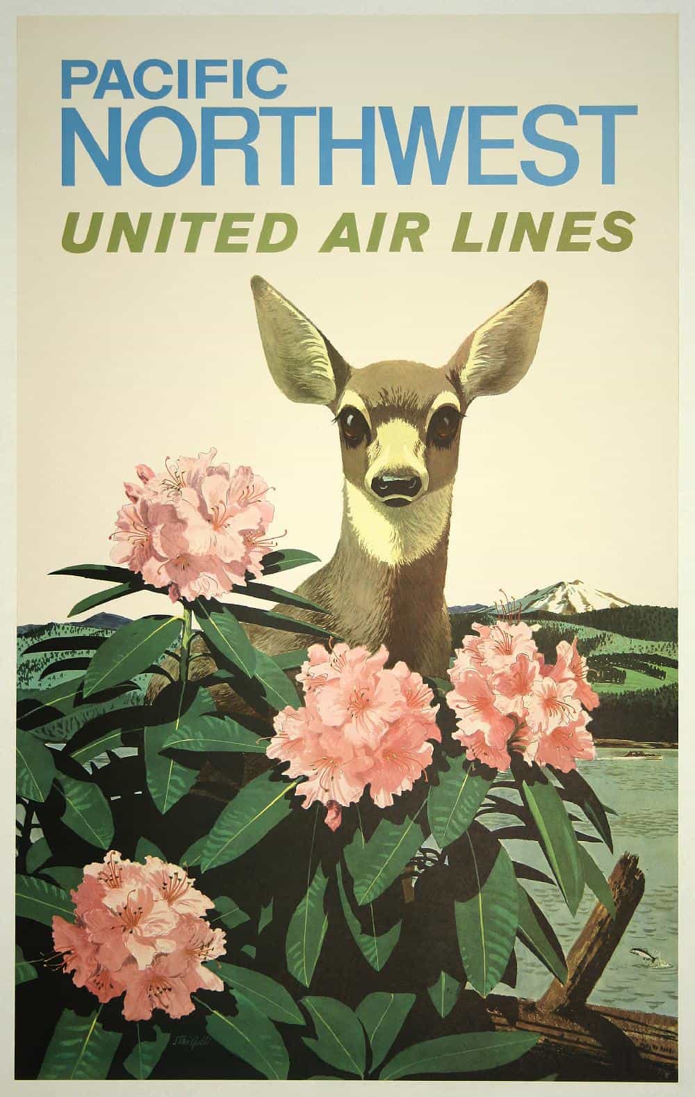 United Air Lines Pacific Northwest Stan Galli 1960s Vintage Travel Poster