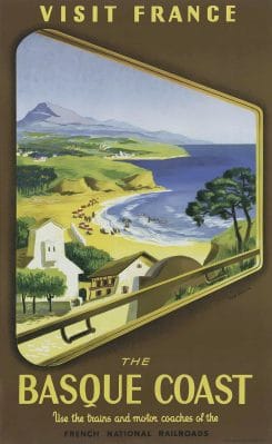 Visit France The Basque Coast Jean Garcia Vintage Travel Poster