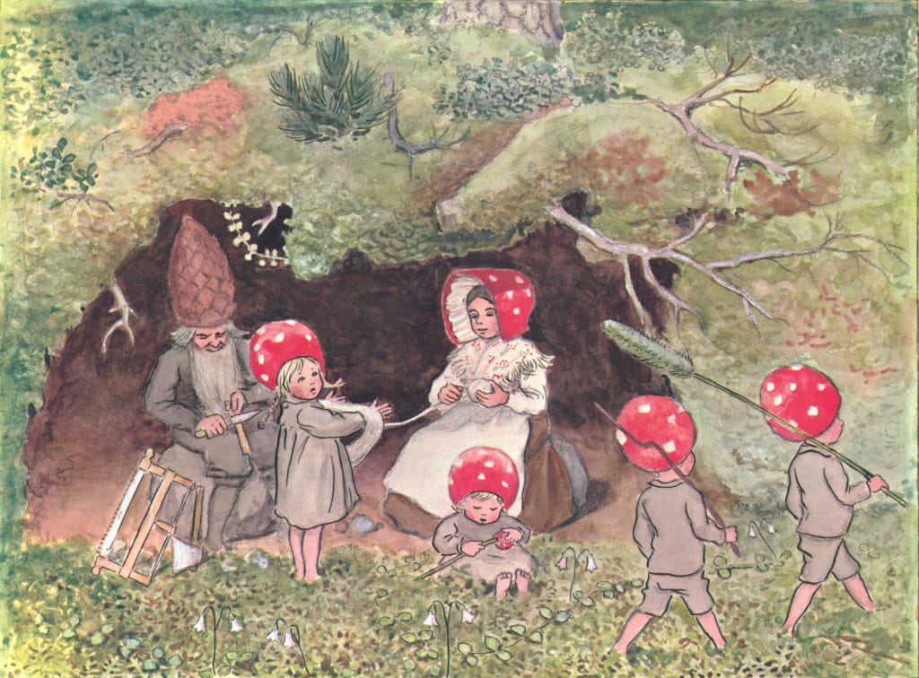 Children Of The Forest Busy In The Shrubs
