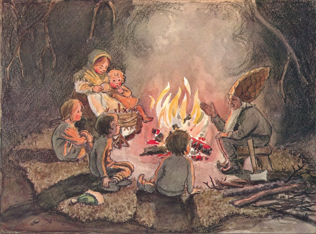 Children Of The Forest Gathered Around A Camp Fire