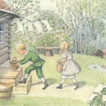 Girl And Boy Placing Basket Behind The Wood Cabinpeter And Lottas Adventure 05