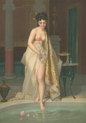 Going Into Bath Vintage Illustration Of Women