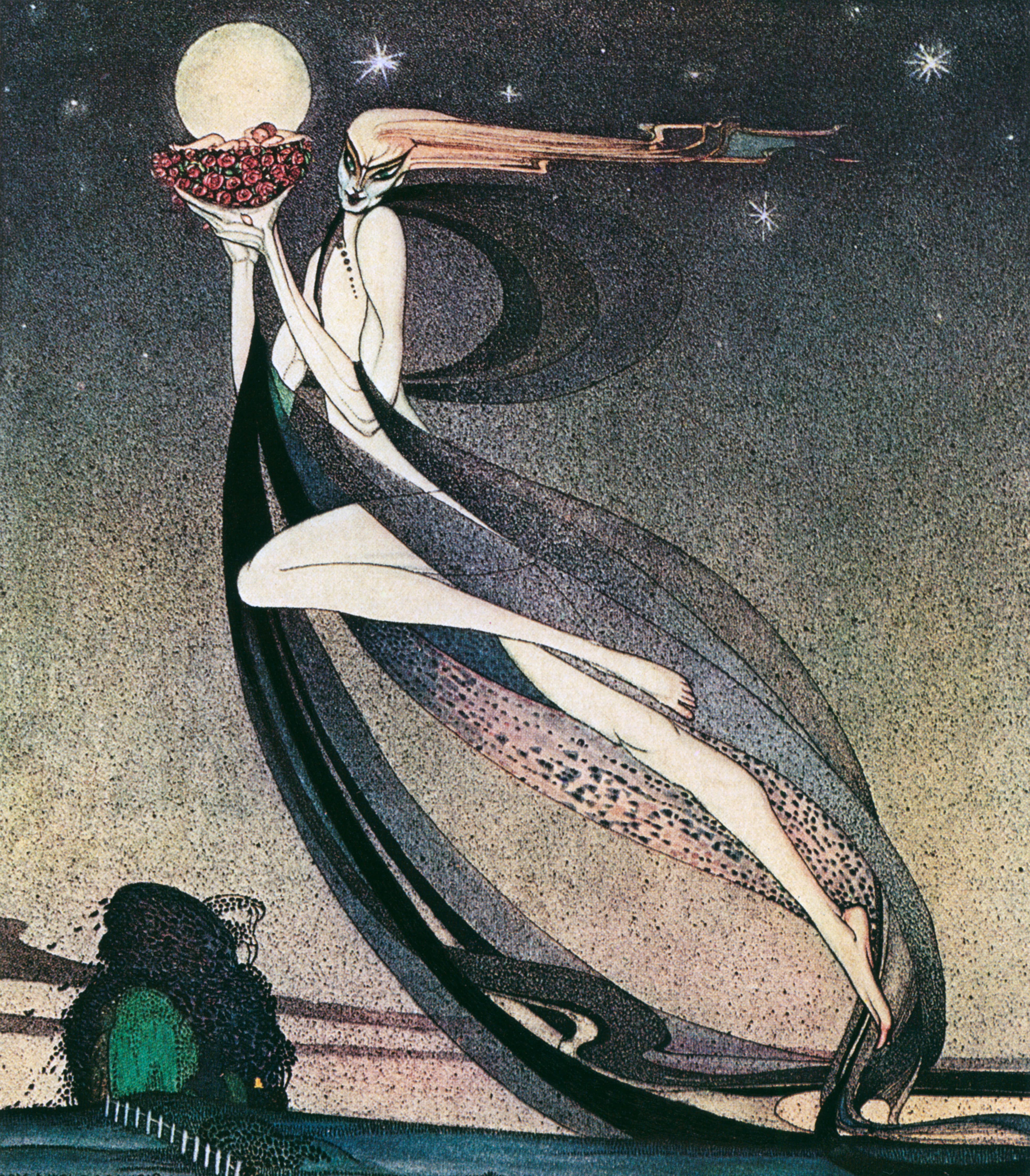 Kay Nielsen - The Good Fairy Placed Her Own Baby In A Cradle Of Roses And Gave Command To The Zephyrs To Carry Him To The Tower Felicia Or The Pot Of Pinks From Kay Nielsen