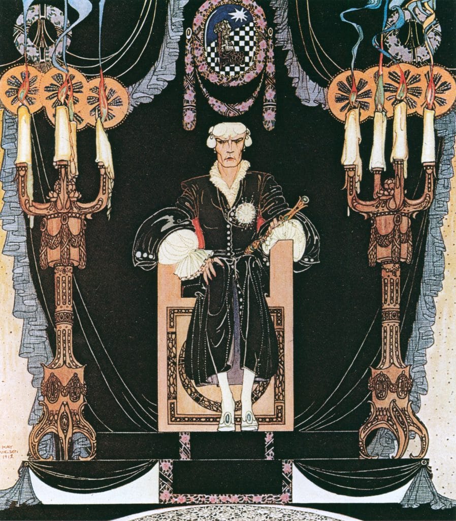 Kay Nielsen – And There On A Throne All Covered With Black Sat The Iron King Minon Minette From Kay Nielsen