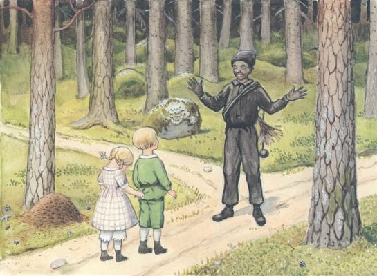 Little Girl And Boy Stopped In The Forest By A Man Peter And Lottas Adventure 09