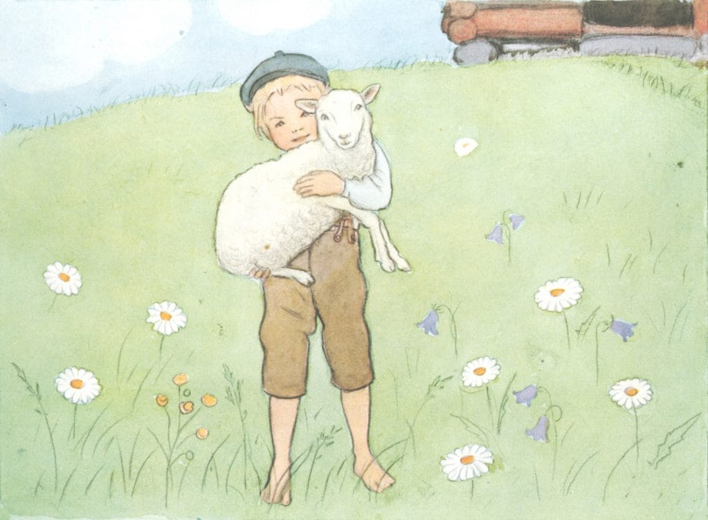 Pelle The Boy Holding A Lamb