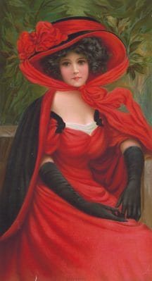 Sincerity Vintage Illustration Of A Lady In A Red Dress And Hat