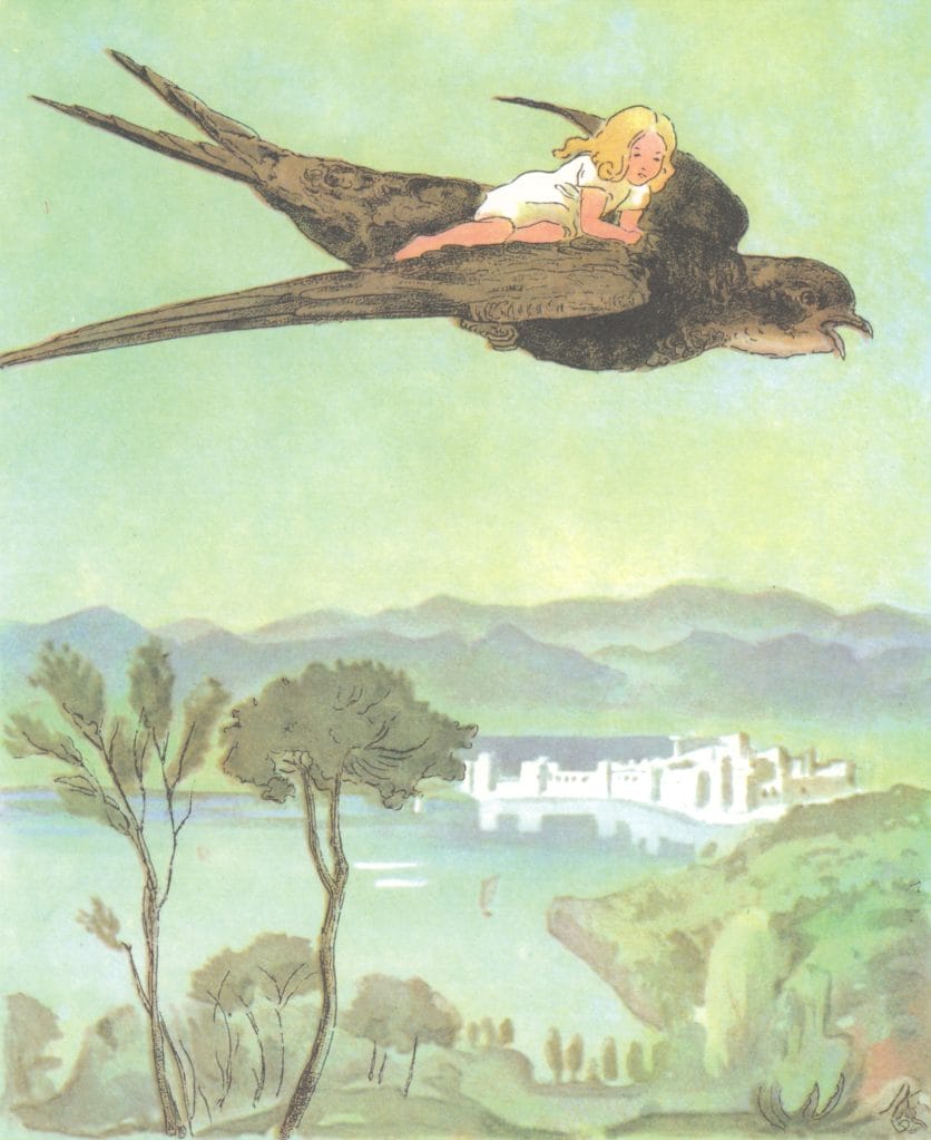 Thumbelina Little Girl Sitting On The Back Of A Flying Swallow14