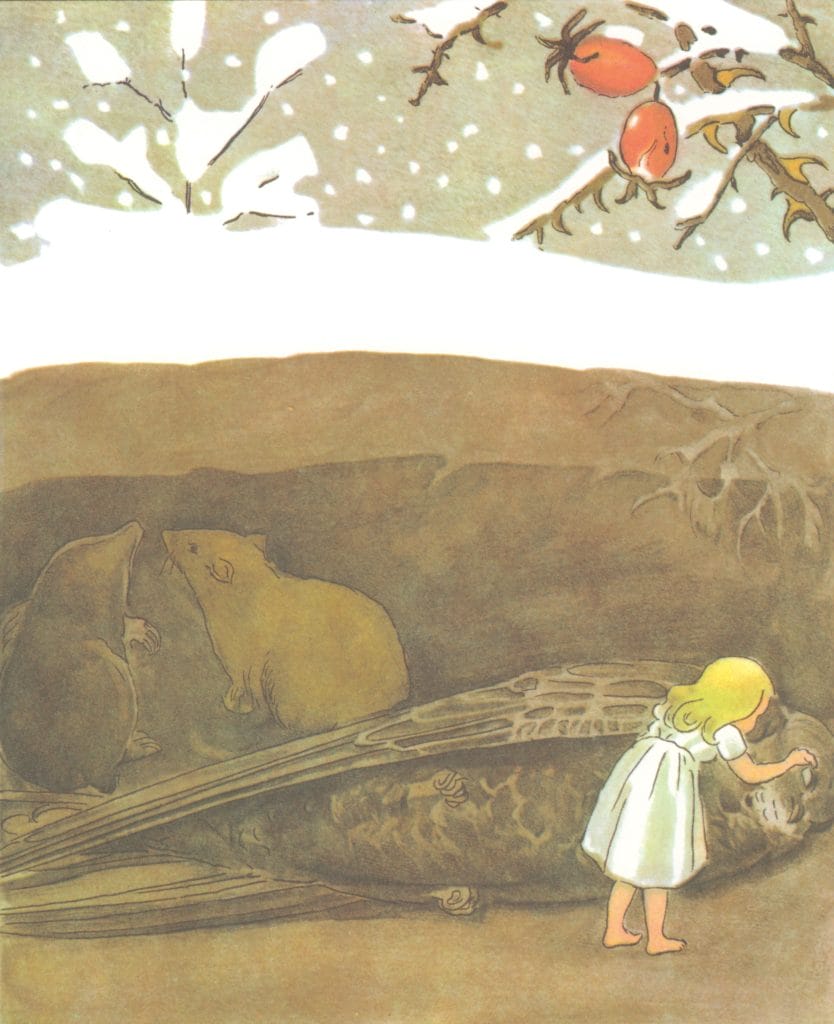 Thumbelina Little Girl Mourning Over A Swallow Illustration10