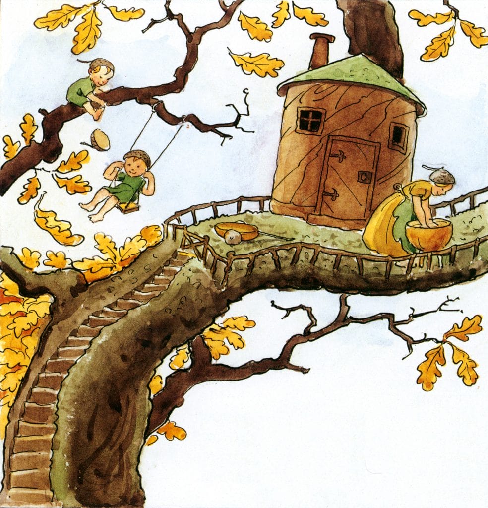 Tree House With Steps And A Swing