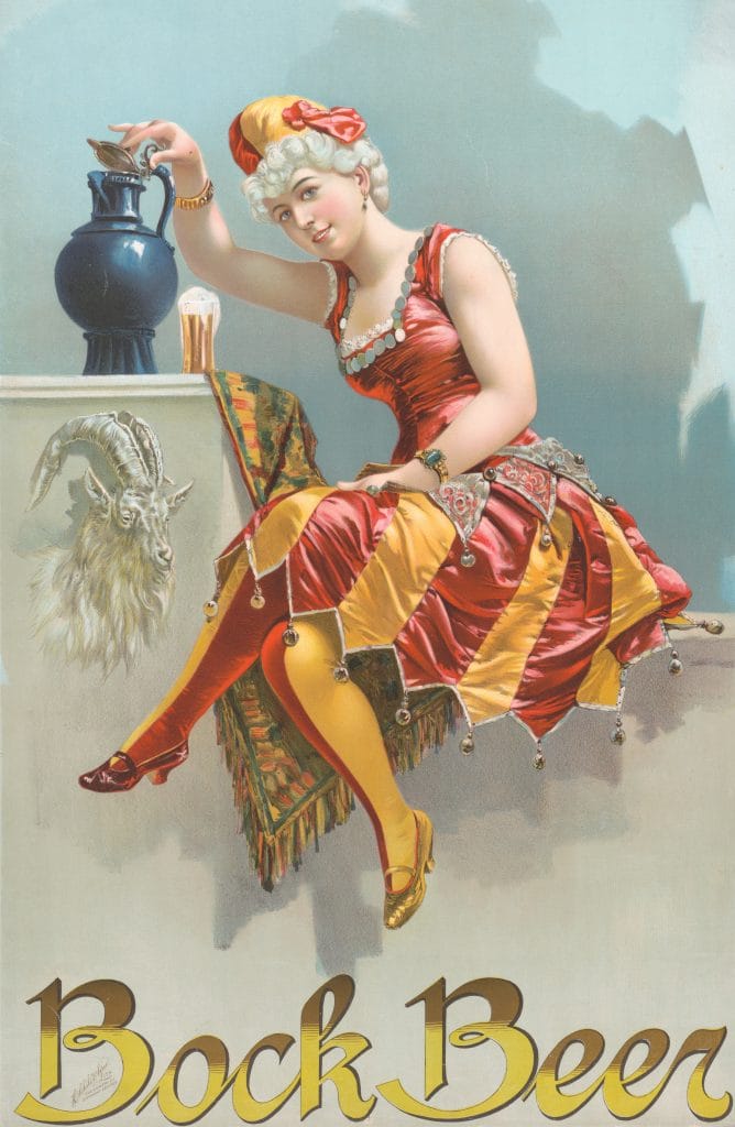 Vintage Beer Advertising Woman With Bock Beer