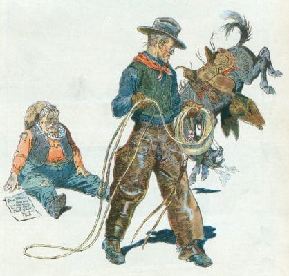 Vintage Illustration Of Cowboys