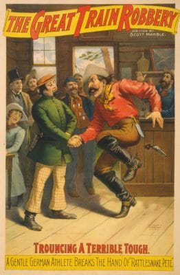 Vintage Illustration Of A Cowboy Shaking A Sherifs Hand