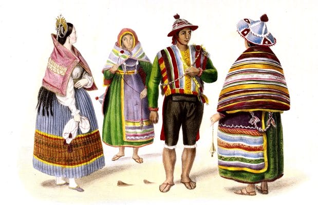 Vintage Illustration Of Bolivian Clothes
