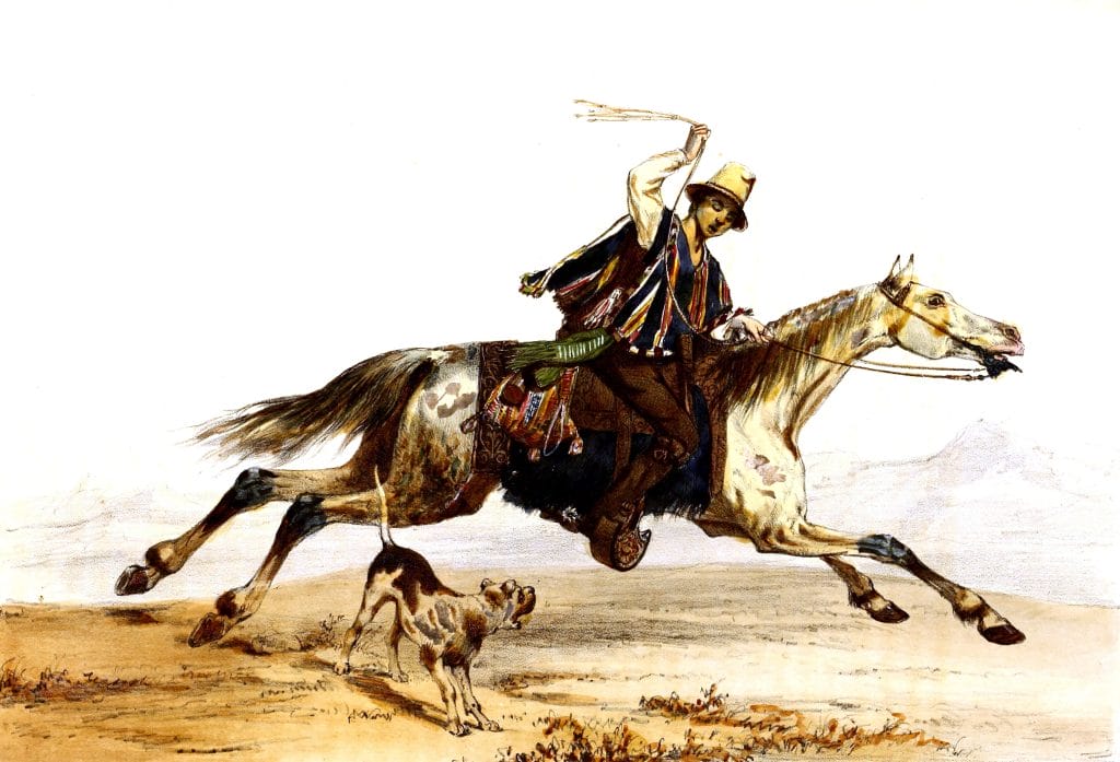 Vintage Illustration Of Horse Rider From Chili