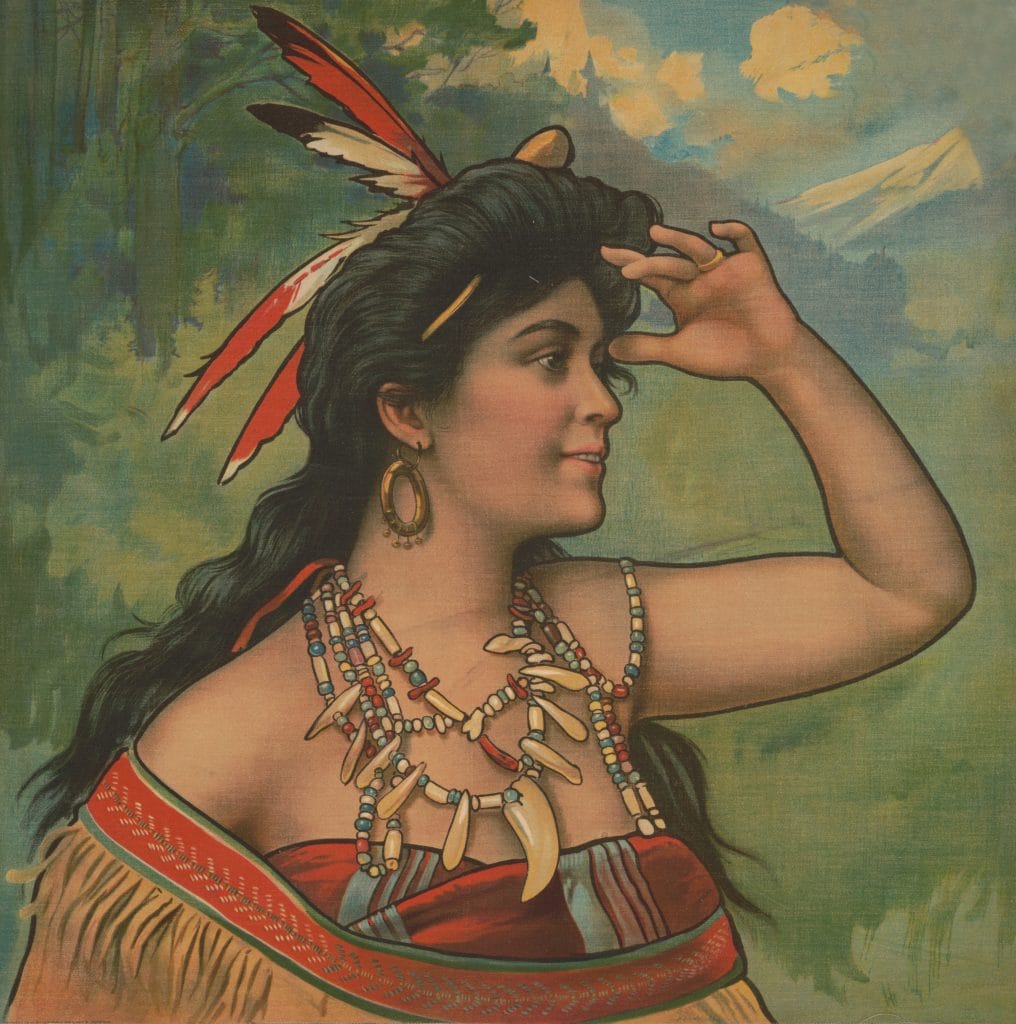 Woman Wearing Feathers In Her Hair Looking Off Into The Distance