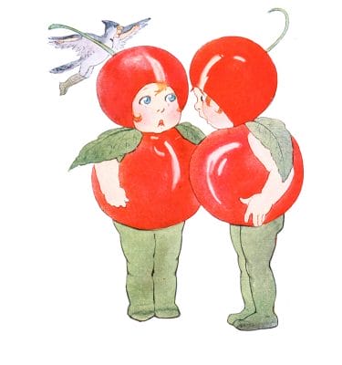 Cherries Vintage Fairytale Illustration