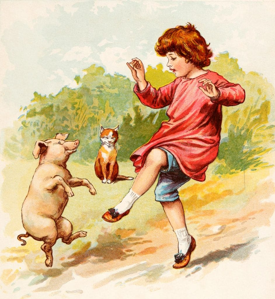 Come Dance A Jig In My Grannys Pig Nursery Rhyme Illustration