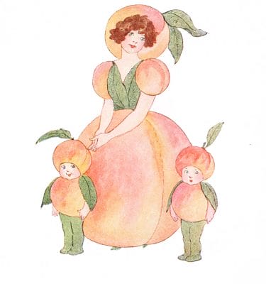 Mrs Peach Vintage Fairytale Illustration