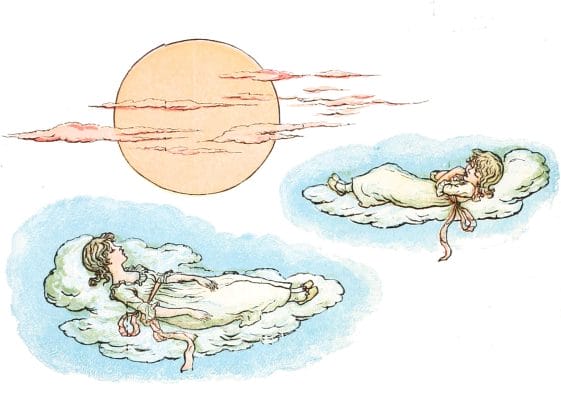 To The Sun Door Two Girls Lying On Clouds