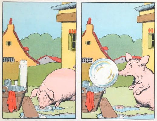 Pig Blowing Bubble Out Of Its Nose Animal Character Illustration