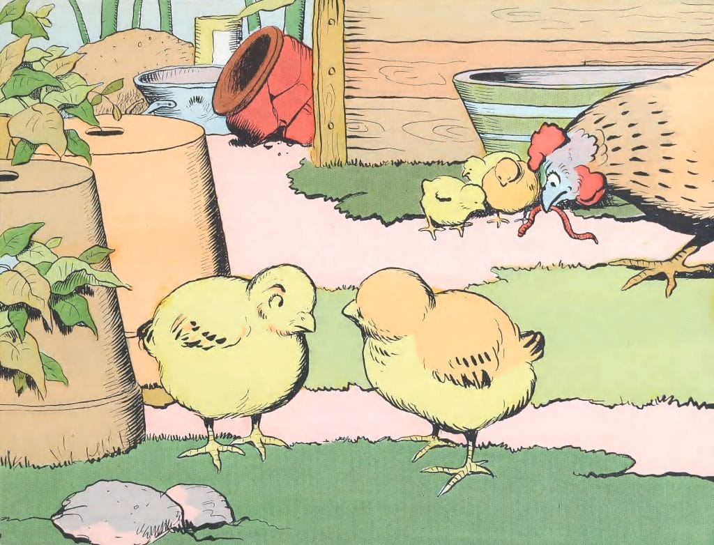 Two Chicks Chatting Animal Character Illustration